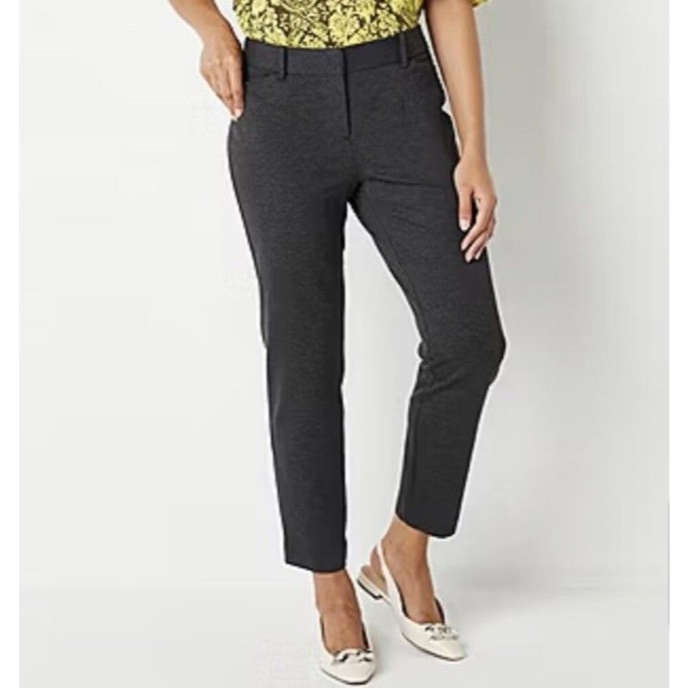Liz‎ Claiborne Career Women's Size 12P Emma Classic High Rise Ponte Pants Gray